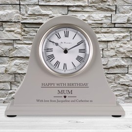 De Walden Mum's 90th Birthday Engraved Grey Mantel Clock Ninetieth Mum Gifts