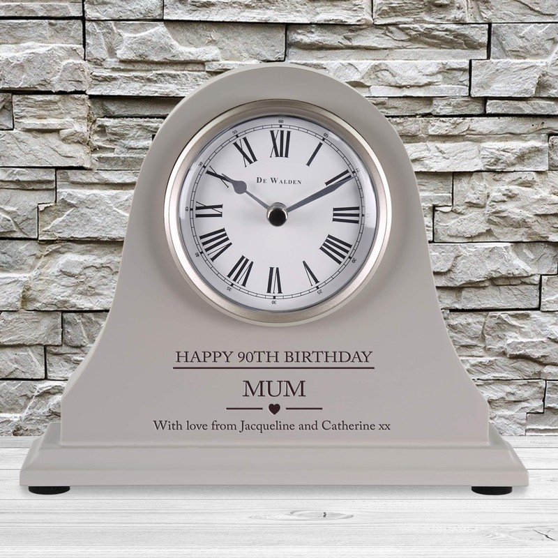 De Walden Mum's 90th Birthday Engraved Grey Mantel Clock Ninetieth