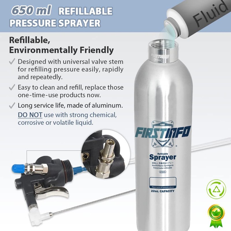 Fit Tools Aluminum Can Air Pneumatic/Manual/Handy Refillable Pressure Sprayer Spare