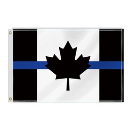 60×90 CM Thin Blue Line Flag,2×3 FT Honoring Police Officer Policeman Black Canada Decor,Double Side Digital Printed 150D Polyester Banner With Canvas Header Brass Grommet