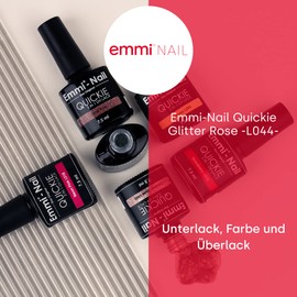 Emmi Nail Quickie Glitter Rose 3-in-1 (Dusky Pink, L044), LED UV Base Coat, Colour & Top Coat, Up to 3 Weeks Shine, Scratch-Resistant, Shockproof, Vegan, 7.5 ml
