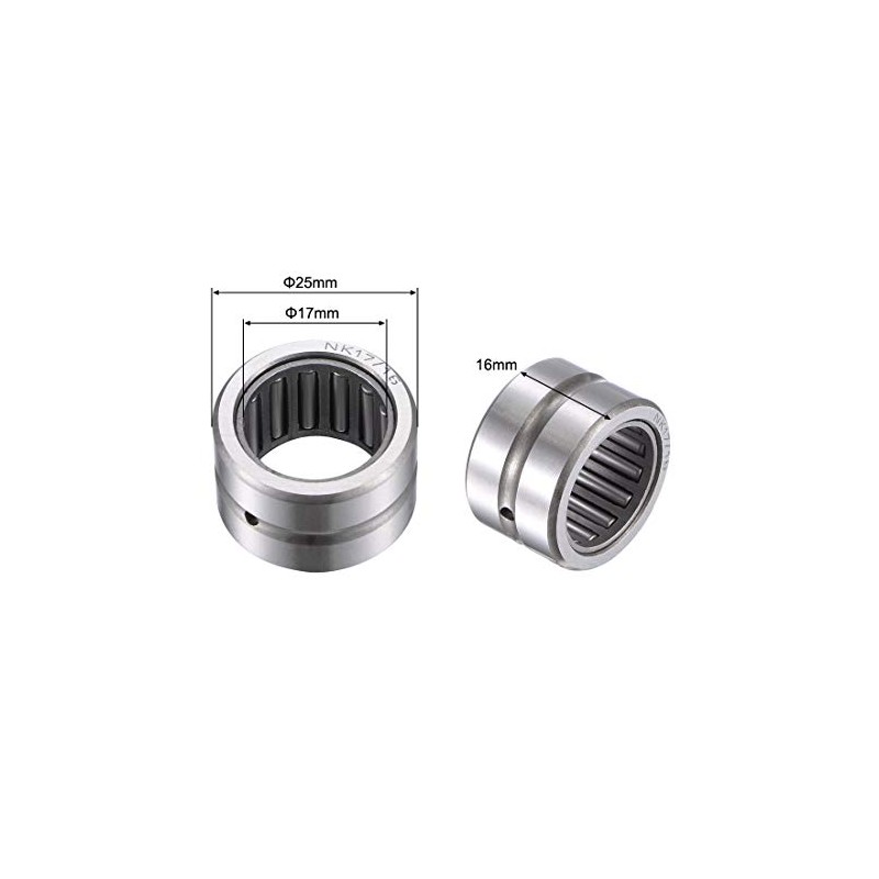 sourcing map NK17/16 Needle Roller Bearings 17mm x 25mm x