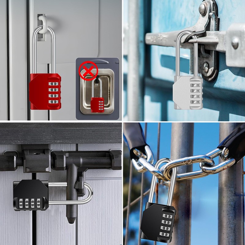 ZHEGE Padlock, Combination Lock, 4 Digits, Japanese Instruction Manual, Waterproof,