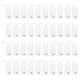 Discount TENS – Wired Replacement Electrodes for TENS Units, 40 Pack (2"x4") – Premium Self-Adhesive Reusable Electrode Pads with 2mm Pin Connectors, Durable Conductive TENS/EMS Therapy Electrodes