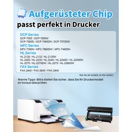 Yowell DR2200 Drum Compatible with Brother TN2220 DR2200 Drum for Brother DCP-7055 Toner DCP-7055W DCP-7060D 7065DN 7070DW, MFC-7360N 7860DW 7460DN, HL-2130 2220 2230 2240 FFAX-284 0 2845 2940