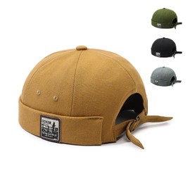 Moorle Docker Hat, Men's Summer Docker Cap, Adjustable (Approx. 54-62 cm), 100% Cotton Docker Hat for Women, black