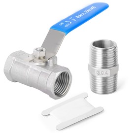 TAILONZ PNEUMATIC 1/2 PT 304 Stainless Steel Ball Valve Set, 90 Degree Blue Handle and Joint