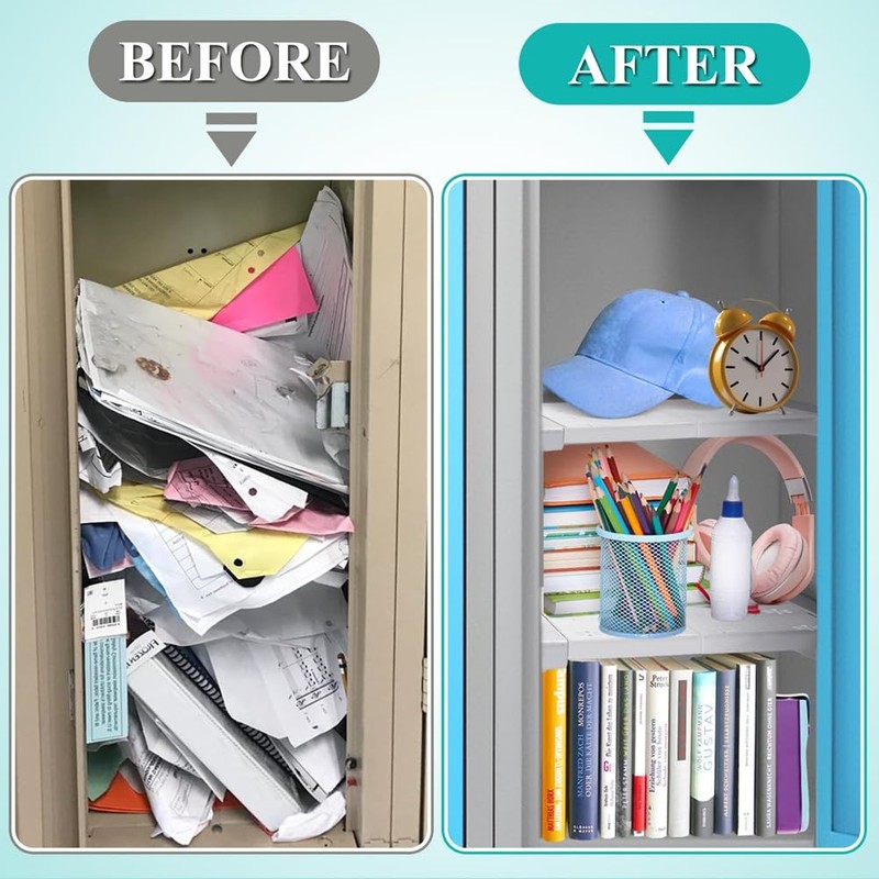 Synpinya 2 Pcs School Locker Shelf Organizer - Adjustable Locker