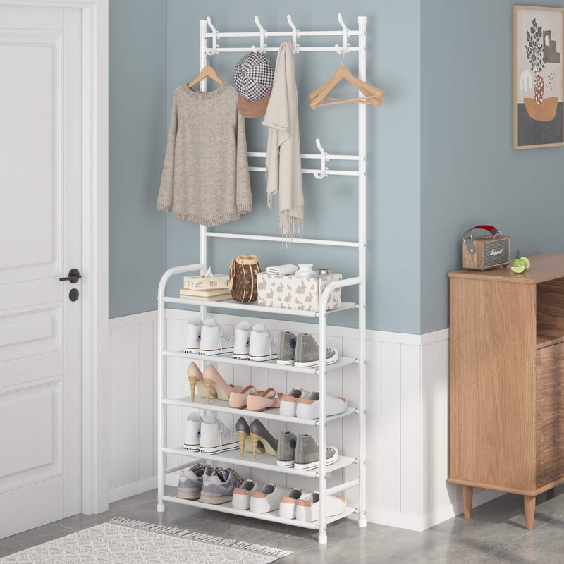 UDEAR Entryway Coat Rack - Large Space, 5-Tier Shoe Storage,