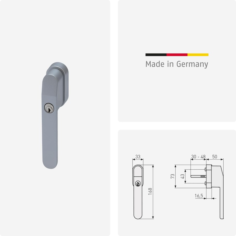ABUS FG400 Lockable Window Handle - With Push Cylinder and