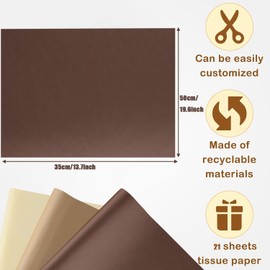 Jwssor Brown Tissue Paper,20sheets Brown Wrapping Paper,50x35cm Multi Colored Tissue Paper