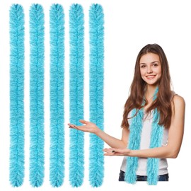 FeelfunFeather 5pcs Feather Boa - Blue 5 Ft Artificial Fluffy Boas Bulk for Wedding Birthday Tea Party Christmas Costume Decor