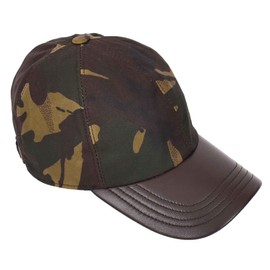 House of Luggage Soft Genuine Leather Baseball Cap with Canvas Crown Adjustable Sports Casual Hat Headwear (UK, Alpha, One Size, Camouflage)