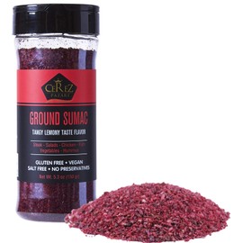 Cerez Pazari - Sumac Spice Powder - Turkish Sumac Seasoning - 5.2oz Easy To Use Flapper Spice Cap- Tangy Lemony Taste Flavor- Salt Free, Gluten Free, Middle Eastern and Mediterranean Spices