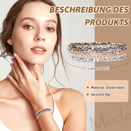 YUFFQOPC Women's Beads, Women's Crystal Beads Bracelet, Multilayer Stone Bracelet, Multilayer Crystal Stone Beads Bracelets, Boho Fashion Jewellery Bracelet for Women Girls Gifts, Crystal, Crystal