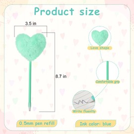 SBYURE Pom Pom Ballpoint Pen 4 Pack Heart Shape Puffy Pens Fluffy Pen for Girls Colorful Fuzzy Pens Ballpoint Pens for School,Office and Party Supplies