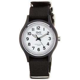 Citizen Q&Q Analog Solar Wristwatch, Water Resistant to 10 ATM, Nylon Strap, multicolor (black / white), Classic