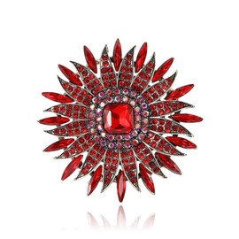 Rhinestone Sunflower Brooch Red Blue White Crystal Flower Brooch Vintage Crystal Brooch Pin Big Size Rhinestone Crystal Brooch Elegant Clothing Hat Bag Accessories Jewelry for Women, Large, Crystal