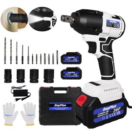 21V Cordless Brushless Impact Wrench 1/2 inch, 420N.m High Torque Impact Gun with 2x 6.0Ah Battery ＆ Fast Charger, 4 Sockets, 12 Drills, Electric Impact Wrench Set with Variable Speed for Car Tires