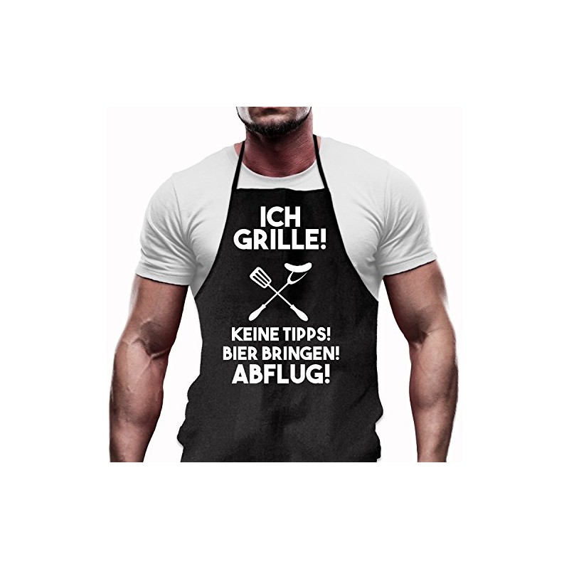 Shirtoo Barbecue Apron with 'Ich Grille' German Text