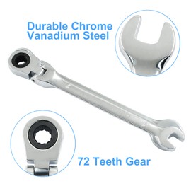 Hitefu 7mm Ratcheting Combination Wrench with Flex Head, 72 Teeth Metric Ratcheting Spanner with Chrome Vanadium Steel