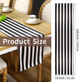 Tatuo Black and White Striped Table Runner Polyester Table Decor Elegant Classic Tablecloth Machine Washable for Christmas Indoor Outdoor Events Family Dinner Banquet(4 Pieces,12 x 108 Inch)