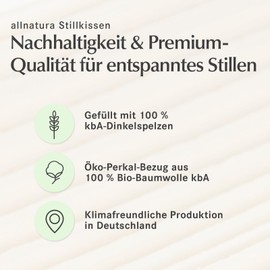 allnatura Mana Wool Latex Flakes Nursing Pillow Made in Germany – First Equipment Pregnancy Pillow with 100% Natural Organic Organic Sheep Wool & Latex Flakes 100% Natural Rubber – Washable at 40 °C