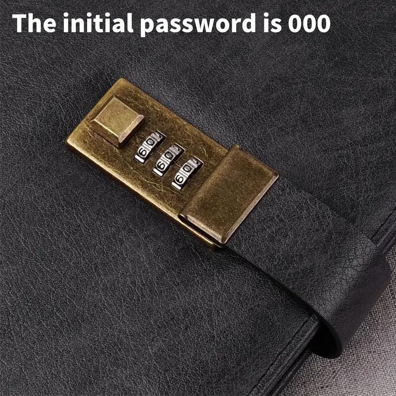 Diary with Lock A5, PU Leather Journal with Combination Lock,