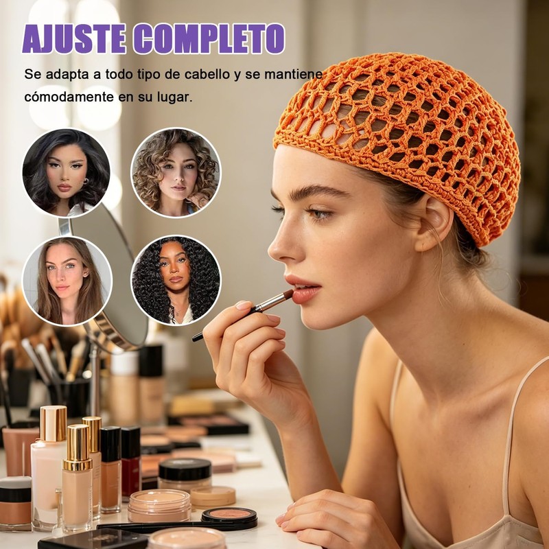 6 Piezas Red para Cabello Elástica, Tubi para Dormir, Tubi