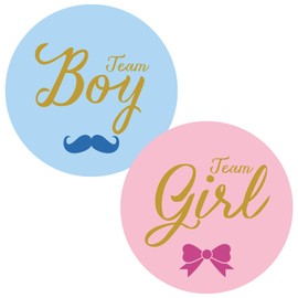 Anwyll Gender Reveal Party Stickers - 96Pcs 2'' Team Boy or Team Girl Stickers Blue Pink He or She Gender Reveal Sticker Boy Girl Self Adhesive Baby Shower Sticker for Gender Reveal Decor Supply Game