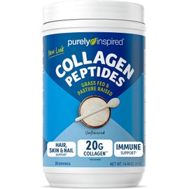 Purely Inspired Collagen Powder, Unflavored (20 Servings) - 20g Hydrolyzed Collagen Peptides Protein Powder for Women & Men - Grass-Fed & Pasture Rais