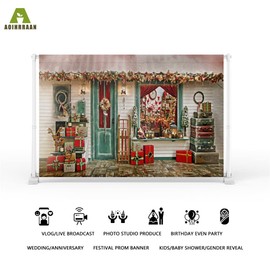 Aoihrraan 3x2,5m Christmas Shop Backdrop Xmas Gifts Store Window Outdoor New Year Photography Background Festival Family Party Decoration Banner Boys Girls Kids Adults Portrait Photo Studio Props