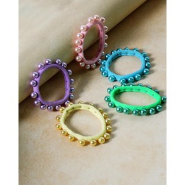 Accessorize Kingdom Hair Ties, Cotton Textured Ponytail Holders, Soft Seamless Elastic Bands for Thick and Thin Hair (Pearl Multicolor, 20 count (Pack of 1))