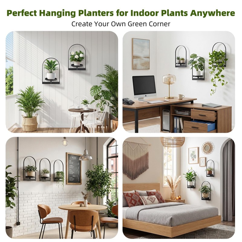 3 Pack Wall Plant Holder for Indoor Plants, Metal Wall