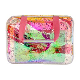 ONEART Waterproof PVC Cosmetic Bag - Clear Makeup Pouch for Travel Toiletry Organizer - Wrinkle-Resistant & Lightweight (1-Pack) (Holographic pink)