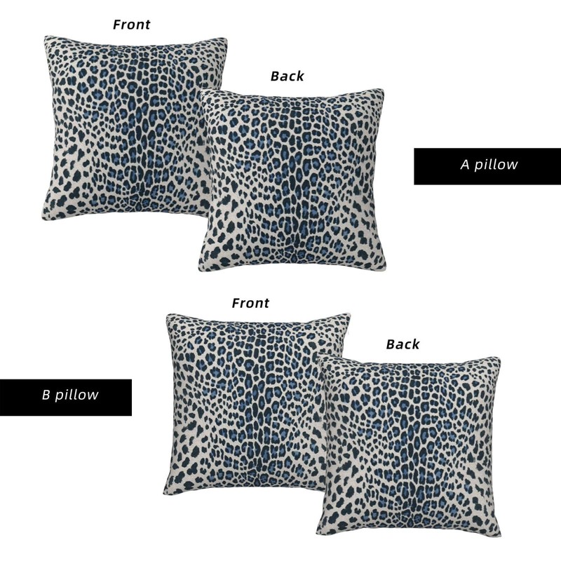 Leopard Print Navy Blue Throw Pillow Covers 18x18 Cheetah Pattern
