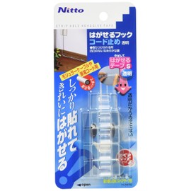 Nitoms Removable Hook Cord Stop, Transparent, 0.4 x 1.0 x 0.6 inches (9 x 26 x 15 mm), Pack of 5 H2970, 10 Pack