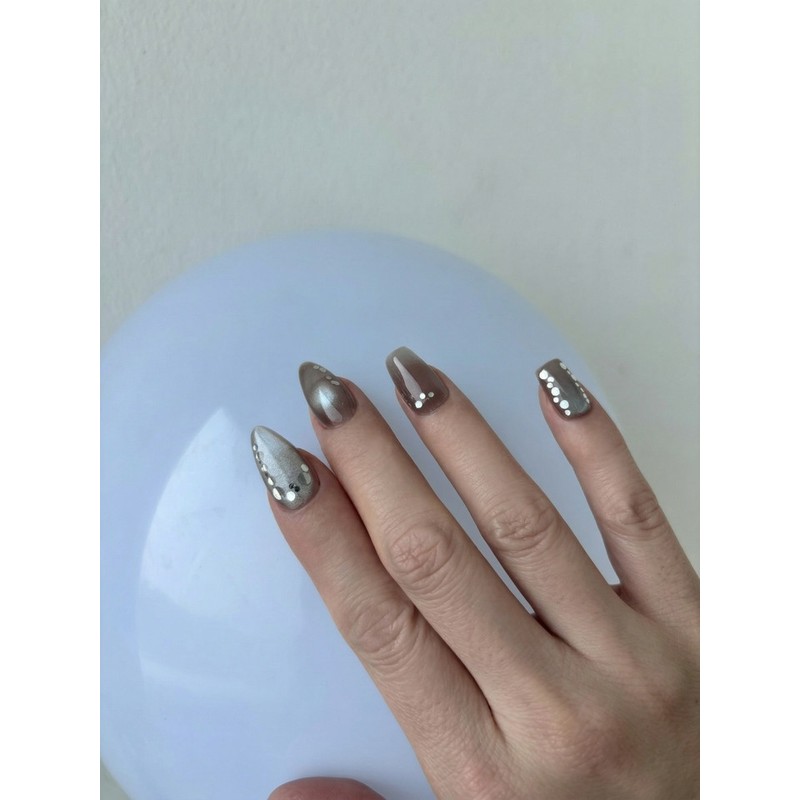 Circular Glitter Layer Sequin Magnetic Handmade Nail Tip - Round