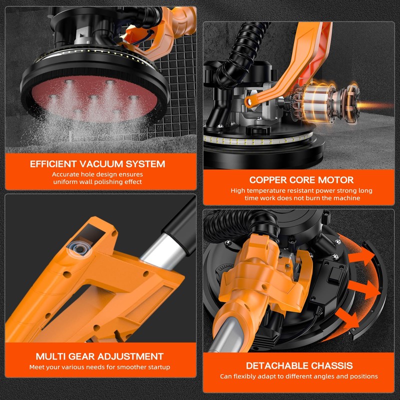 Drywall Sander with Vacuum Dust Collector - 9 Variable Speed