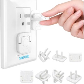 Protectores de Enchufes para Bebé, 70 Piezas Tapas de Seguridad Incluye 35 tapas para enchufes de 3 clavijas y 35 de 2 clavijas con diseño de anillo oculto para protección infantil