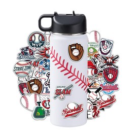RhythmFit Baseball Water Bottle, 18 oz Insulated Stainless Steel Boys Water Bottle with 100 PCS Baseball Stickers, Gifts for Boys 8-12, Sports Accessories Stuff Gear for Kids Players