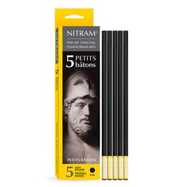 Nitram : Petit Baton Round Stick Charcoal : Pack of 5 : 6mm
