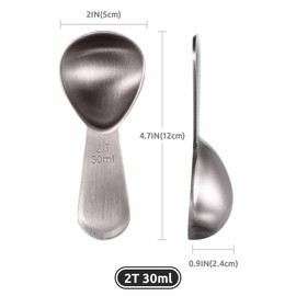 Stainless Steel Coffee Scoop: 30ml Metal Measuring Spoon with Short Handle for Ground Coffee, Beans, Powder, Espresso