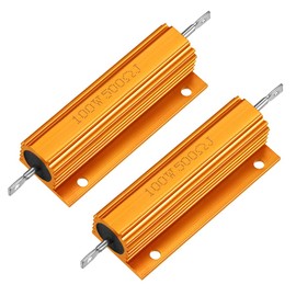 sourcing map 2pcs Aluminum Case Resistor 100W 500 Ohm Wirewound Gold for LED Replacement Converter 100W 500RJ