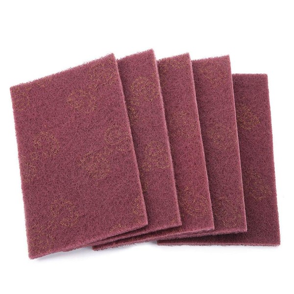 5pcs Square Nylon Scourer Pad Shell Polishing Professional Industrial Abrasive Hand Scouring Pad (fine-Red)