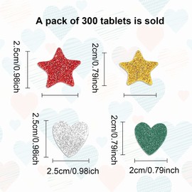 TSHAOUN 300 Pcs Colorful Glitter Foam Stickers, Heart Stickers Gold Star Stickers, Scrapbook Card Crafts DIY Making, Wall Card Making, Creative Card Pictorial Making