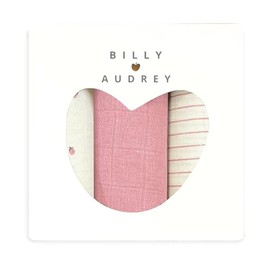 Pack of 3 muslin muslin cloths, blush/ribbons/rosegarden