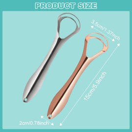 2 Piece Tongue Scraper, Stainless Steel Tongue Cleaner Set, Tongue Cleaner Reduces Bad Breath and Ensures Fresh Breath Tongue Scratcher, Helps with Oral Hygiene for Adults and Children, Travel-Friendly