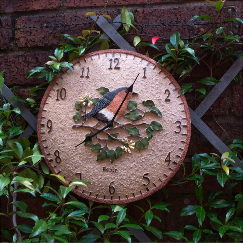 Robin Design Outdoor/Indoor Wall Clock. Garden, Patio Clock. Outdoor Clocks.