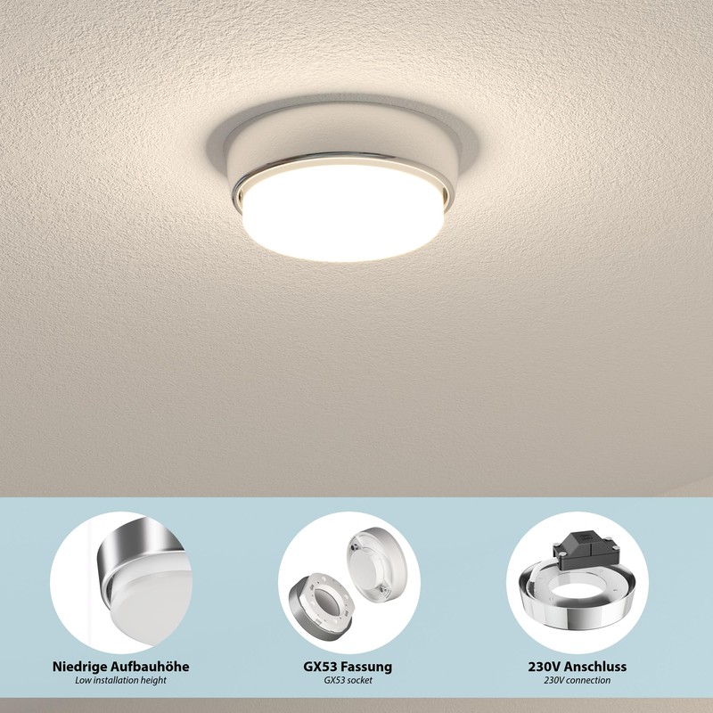 ledscom.de Inel Ceiling Light / Lamp Holder Glossy Chrome 1x